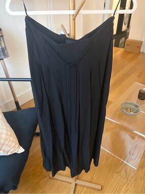 Zara Black Maxi Pleated Skirt with Waist Tie